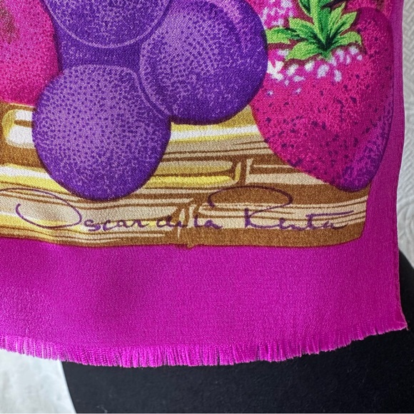Oscar de la Renta Fruit Silk Oblong Scarf - Picture 8 of 10